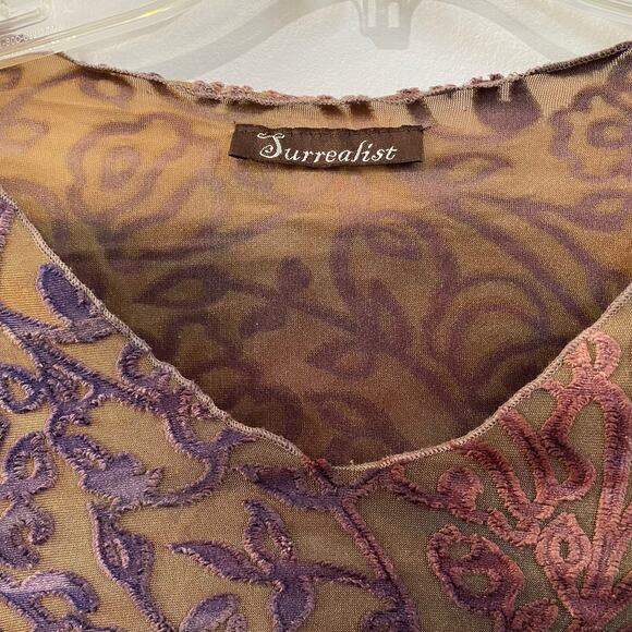 Boho Chic Long Sleeve Blouse (Brown and Purple) by Surrealist - Picture 2 of 5